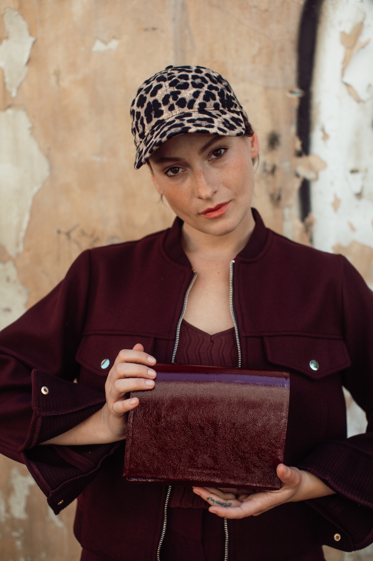 .shiny burgundy.